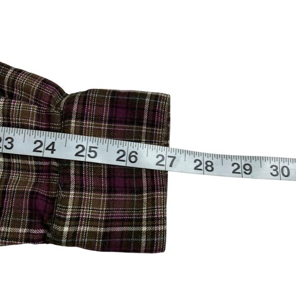 Banana Republic Top Womens S Sugar Plum Plaid Flannel Ruffle Neck Preppy Boho - Picture 13 of 14